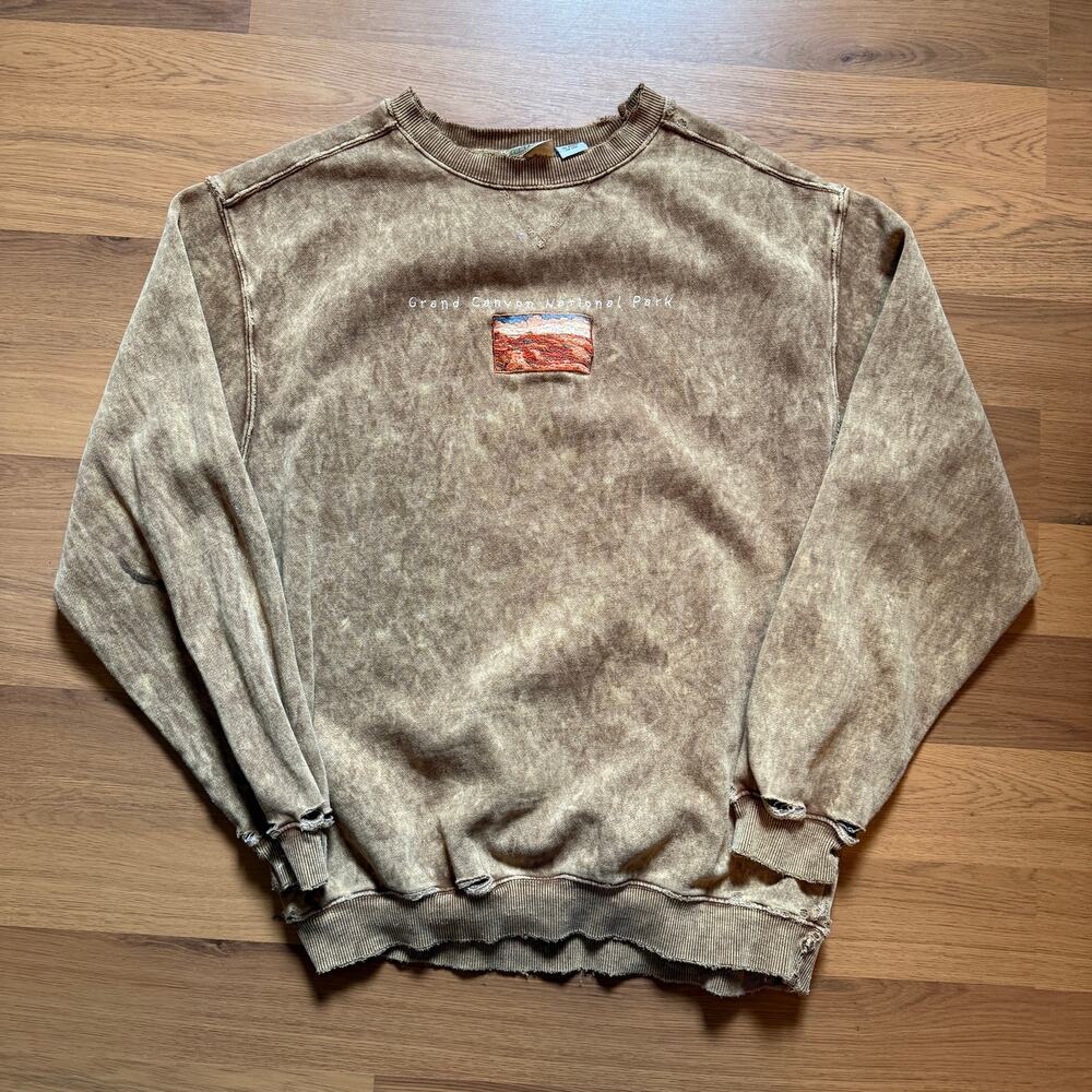 Vintage 90's Grand Canyon National Park Brown Dyed Crewneck Sweatshirt Sz Large